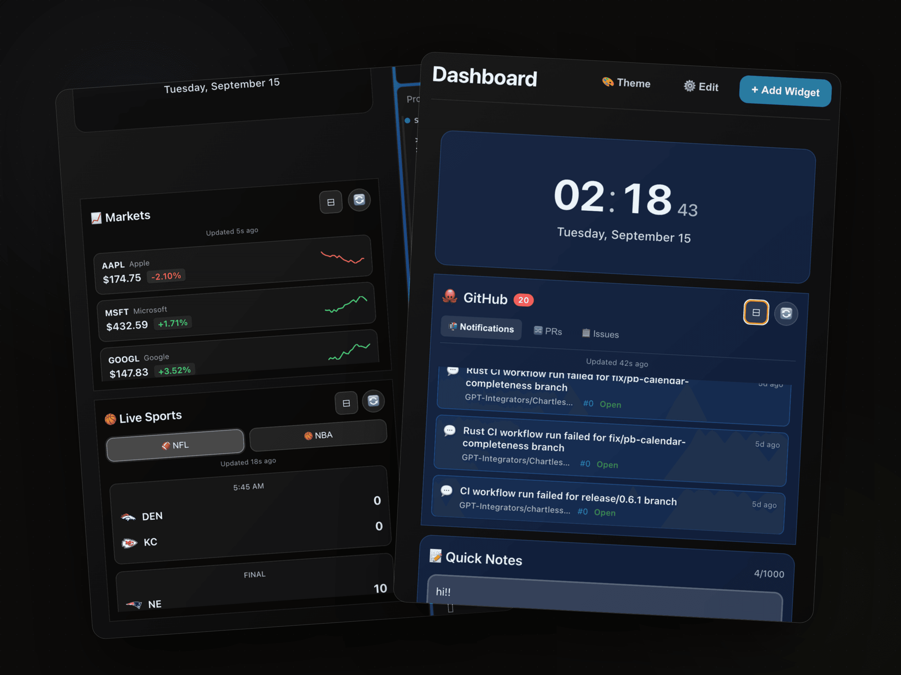 Widget Dashboard